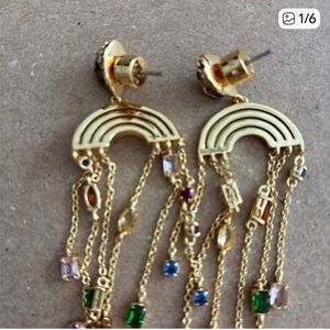Kurt Geiger Gold Multicolor Gemstone Earrings